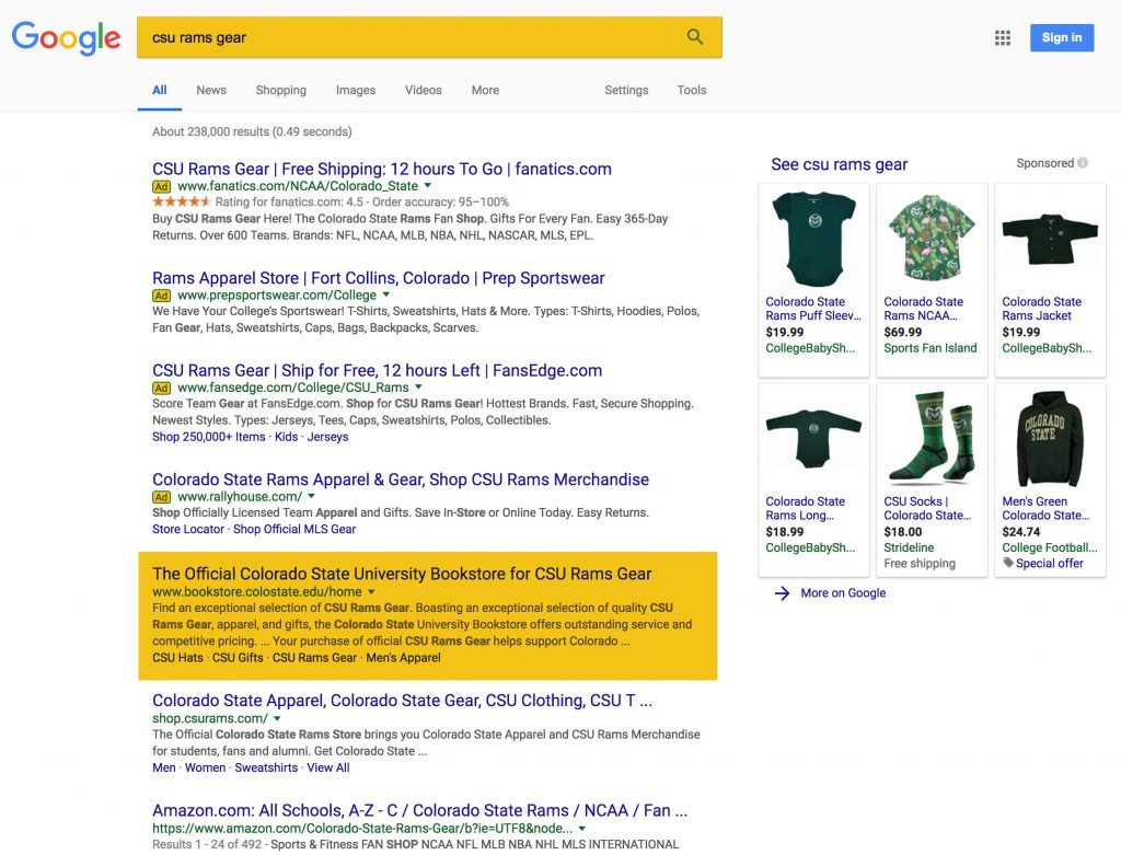 SEO Case Study - Colorado State University Bookstore - Results